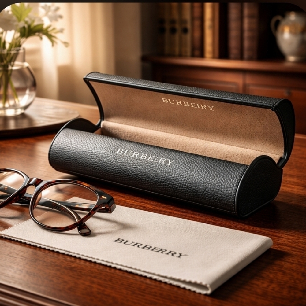 Burberry Black Glasses Hard Case with Textured Finish Magnetic Closure - Picture 10 of 10